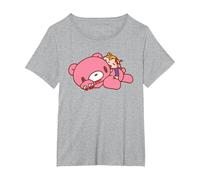 Gloomy Bear The Naughty Grizzly & Pity Relaxing Anime T-Shirt, Women's Plus, Heather Grey, 1X