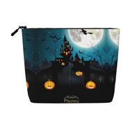 Gloomy Castle and Witch Patterned Women's Cosmetic Bag, Single Layer Toiletry Bag, Suitable for Daily Storage, Travel, and Business Trips.