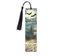 Gloomy Woods and Graveyards Double-Sided Printed Wooden Bookmarks 5pcs, Women Presents for Book Lovers Cool Notebook Accessories Birthday Presents for Men(5 Piece Set)