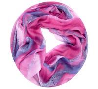 Gloop Loop Tube Scarf for Women Scarf Silky Airy Light with Colourful Pattern Print, Pink-dark blue, One size