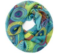 Gloop Women's Scarf Loop Scarf Fine Knit Loop with Ethnic Dots Pattern, blue / yellow, One size