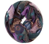Gloop Women's Scarf Loop Scarf Fine Knit Loop with Ethnic Dots Pattern, Dark brown-purple, One size