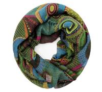 Gloop Women's Scarf Loop Scarf Fine Knit Loop with Ethnic Dots Pattern, Green-yellow, One size
