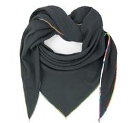 Gloop Women's Scarf XXL Triangular Scarf Women's Triangle Scarf Cotton Muslin Scarf Poncho Without Scratching on Skin Made in Italy 135 cm × 135 cm × 220 cm, darkgray, One Size
