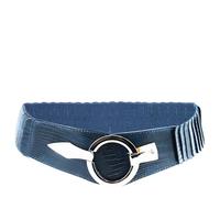 Gloop Women's Waist Belt Elastic Belt 6 cm Wide Waist Belt Silver Ring, Snake Dark Blue, Taillenweite 75cm-110cm