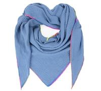 Gloop Women's XXL Triangular Scarf Cotton Muslin Scarf Poncho Without Scratching on Skin Made in Italy 135 cm x 135 cm x 220 cm, Antique blue, One Size