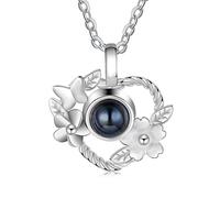 Glooraca Heart Necklaces for Women Personalised Name Sterling Silver Pendant Necklaces with Stimulated Birthstone Jewelry Gifts for Mom Girlfriend Wife Friendship Christmas Gifts Birthday Jewelry