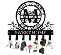 Glooraca Key Holder for Wall, Personalised Metal Key Holder Wall Mount Key Hooks, Custom Key Hanger for Entryway, Front Door, Housewarming Gifts (Style 1)