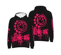 GLOPANTE Men's 182 Rock Band BlinkS 3D Print Hoodies Cool Graphic Hoodie Novelty Long Sleeve Pullover Sweatshirt With Pockets Multicolor M