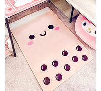 Glopastel Boba Anime Rug | Rectangular Kids Girls Women Home Bedroom Area Carpet | Cute Bubble Tea Japanese Cartoon Room Decor (Beige, 28"x42")