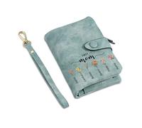 GLOPGEAR Mother’s Day Gift for Mom - Personalized Women's Wallet with Custom Name & Floral Initial - Soft Suede RFID Blocking Wallet Zipper Pocket, Green