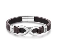 GLOPGEAR Personalized Leather Bracelet for Dad - Custom Name Bracelet with 2-6 Engraved Beads - Infinity Symbol Father’s Day Gift - Men's Bracelet for Husband, Grandpa, 21.5 Centimeters, Leather