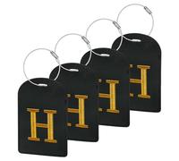 Gloppie Initial Letter Luggage Tags 4 Pack TSA Approved Luggage Tag for Suitcase PU Leather Travel Bag Tags Name Tags with Privacy Cover H