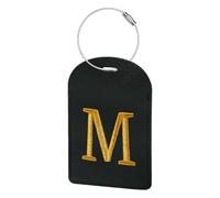 Gloppie Initial Luggage Tags for Suitcases,TSA Approved Personalized Letter Luggage Tag, Embroidered Monogrammed Travel Bag Tags Black M