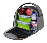 Gloppie Insulated Lunch Bag for Women & Men, 8 Liters Lunch Box Portable Soft Cooler Bags Thermal Meal Tote Kit Reusable Container Lunch Holder for School Trip Picnic Travel, Grey
