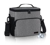 Gloppie Insulated Lunch Bag Reusable Lunch Box for Office Work School Picnic Beach - Leakproof Cooler Tote Bag Freezable with Adjustable Shoulder Strap for Women Men, Grey