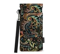 Gloppie Women's Glasses Case Slim Double Sunglasses Pouch Sleeve Eyeglass Storage Case for Handbag, Ethnic Style