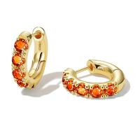 GLOQUAT 14k Gold Plated Dainty Burnt Orange Cubic Zirconia Hoop Earrings for Women Trendy Huggies for Adult Sterling Silver Post Hypoallergenic Trendy Jewelry for Birthday Anniversary Earring