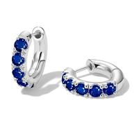 GLoquat 14k White Gold Plated Blue Cubic Zirconia Hoop Earring for Women Sterling Silver Post Cuff Earrings Huggie Stud Hypoallergenic Trendy Jewelry Gift Birthday Anniversary Wedding Earring