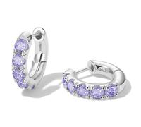 GLOQUAT 14k White Gold Plated Light Purple Cubic Zirconia Hoop Lavender Earring for Women Sterling Silver Post Huggie Stud for Women Hypoallergenic Trendy Jewelry Gift Birthday Anniversary Earring