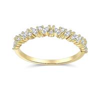 GLOQUAT 18K Gold Half Eternity Band Rings for Women CZ Stones Gold Stackable Rings Simulated Diamond Eternity Bands for Women Cute Pave Anniversary Rings Dainty Statement Eternity Rings Size 9