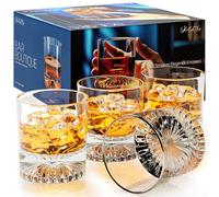 GLORAMA Premium Old Fashioned Whiskey Glasses with Heavy Bottom - Vintage Bar Drinkware for a Cocktail, Bourbon, or Scotch - Durable Crystal Rocks Glass - Set of 4, 10 oz