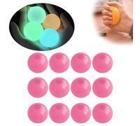 Glorbs Glow-in-the-Dark Sticky Balls - 6 Pack, Stress Relief Lumi Balls for Kids & Adults, Fun Pink 12pcs