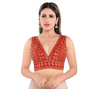 Glorenvally Fab Party Wear Bollywood Readymade Indian Ethnic Saree Blouse Crop Top Choli - (171) (36-Inch Bust, Red)