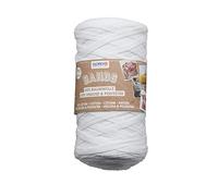 Glorex Bands Macrame, Super Soft Yarn Made from 60% cotton/40% Viscose, for Crocheting, Knitting, Knotting and Textile Designing, 250 g, Approx. 125 m, White, Cotton