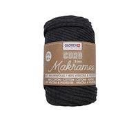 Glorex 5 1006 04 Macrame Cord 3 mm Super Soft Textile Yarn 60% Cotton / 40% Viscose for Crochet, Knitting, Knotting and Textile Design 250 g Approx. 85 m Woven Anthracite