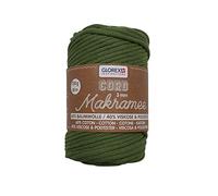 Glorex 5 1006 05 Macrame Cord 3 mm Super Soft Textile Yarn 60% Cotton / 40% Viscose for Crochet, Knitting, Knotting and Textile Design 250 g Approx. 85 m Woven Olive