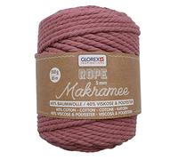 GLOREX 5 1007 16 - Macrame Rope, 500 g, 5 mm, Length 85 m, Mauve, Triple Twisted Cotton Yarn, 60% Cotton, 40% Viscose and Polyester, for Crocheting, Knitting, Knitting and Designing