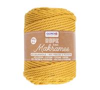 GLOREX 5 1007 17 Macrame Rope 500 g 5 mm Length 85 m Mustard Yellow Triple Twist Cotton Yarn 60% Cotton 40% Viscose and Polyester for Crocheting, Knitting, Knotting and Designing