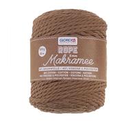 GLOREX 5 1007 21 - Macrame Rope 5 mm, 500 g, Brown, Length 85 m, Super Soft Textile Yarn Made of 60% Cotton, 40% Viscose, for Crocheting, Knitting, Knotting and Textile Designing