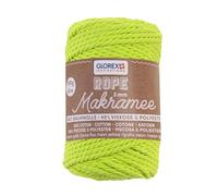 GLOREX 5 1007 34 - Macrame Rope 3 mm, 250 g, Neon Yellow, Length 63 m, Twisted, Super Soft Textile Yarn Made of 60% Cotton, 40% Viscose, for Crocheting, Knitting, Knotting and Textile Designing