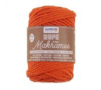 GLOREX 5 1007 35 - Macrame Rope 3 mm, 250 g, Neon Orange, Length 63 m, Twisted, Super Soft Textile Yarn Made of 60% Cotton, 40% Viscose, for Crocheting, Knitting, Knotting and Textile Designing