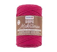 GLOREX 5 1007 36 - Macrame Rope 3 mm, 250 g, Neon Pink, Length 63 m, Twisted, Super Soft Textile Yarn Made of 60% Cotton, 40% Viscose, for Crocheting, Knitting, Knotting and Textile Designing