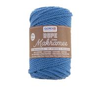 GLOREX 5 1007 38 - Macrame Rope 3 mm, 250 g, Neon Blue, Length 63 m, Twisted, Super Soft Textile Yarn Made of 60% Cotton, 40% Viscose, for Crocheting, Knitting, Knotting and Textile Designing
