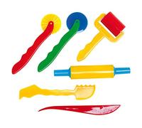 Glorex 6 8076 20 - Modelling Tool for Children, 6 Piece Set Made of Plastic, for Working with Clay and Modelling Clay