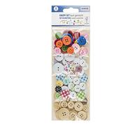 Glorex Assorted Buttons, Wood, Multicoloured, 72 Pieces