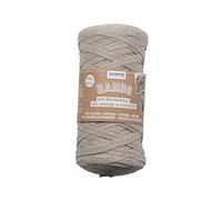 Glorex Bands Macrame, Super Soft Yarn Made from 60% cotton/40% Viscose, for Crocheting, Knitting, Knotting and Textile Designing, 250 g, Approx. 125 m, Taupe, Rayon Cotton