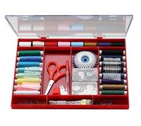 Glorex GmbH Assortment 196 Piece Plastic Box Kit with Scissors, Tape Measure, Sewing Thread, Buttons, Thimble, Needles, Threader, Bra Fasteners and Safety Pins, Multicoloured, Unbekannt