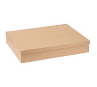 Glorex Rectangular Box with lid Made of FSC Certified Cardboard, Approx. 24.7 x 34.7 x 6.4 cm, Suitable for DIN A4, for Gluing, Painting, decopatch or decoupage, Natural Brown, 24,7 x 34,7 x 6,4 cm
