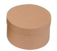 Glorex Round Cardboard Storage Box - Natural, 12 x 12 x 6.5 cm