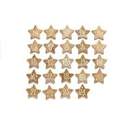 Glorex Wooden Stars Christmas Calendar, Wood, Wood, Gold, 13 x 11,5 x 2 cm