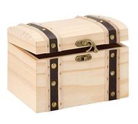 GLOREX Wooden Treasure Chest, Natural, 17 x 12.5 x 12 cm