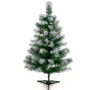 Gloreyan 2Ft Artificial Christmas Tree Green Tabletop Christmas Tree with Flocking Snow Frost Tips Plastic Stand Mini Xmas Pine Tree for Party Supplies Indoor Outdoor Holiday Home Decoration