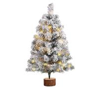 Gloreyan 2FT Artificial Christmas Tree with Lights Lighted Green Tabletop Christmas Tree Light Up Battery Operated Snow Flocked Mini Xmas Pine Tree for Party Supplies Holiday Home Decoration