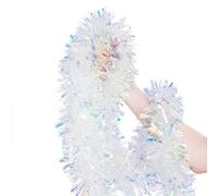 Gloreyan 33FT Christmas Tinsel Garland Iridescent Metallic Tinsel Twist Garland Glitter Foil Hanging Decoration for Xmas Tree Decoration Wedding Party Supplies