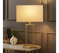 Gloria Double Stem Table Lamp Rectangular Lampshade LED Black Gold Bedroom Light